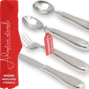 Weighted silverware for hand tremors for Parkinsons, Arthritis | Heavy utensils for tremors | Weighted eating utensils | Gifts for parkinsons & Artritis.