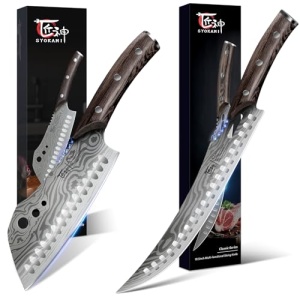 SYOKAMI Cleaver Chef Knife 7 Inch+Breaking Knife 10.5 Inch