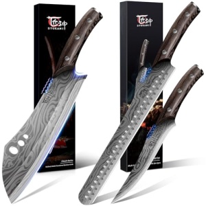 SYOKAMI BBQ Carving Knives Set+Butcher Knife 10 Inch, Japanese Style