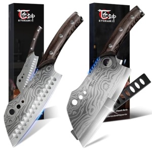 SYOKAMI Cleaver Chef Knife 7 Inch+Meat Cleaver Chef Knife 7.7 Inch