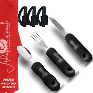 Eating Utensils for Disabled People | adapted Utensils| Universal Cuff Adaptive Utensil Holder |Set of 6 pcs 3 Cutlery & 3 Universal Cuff