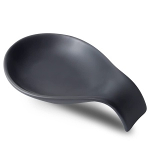 Nihow Ceramic Spoon Rest: 4 Inch Stable Utensil Rest - Heat Resistant Spoon Holder for Kitchen counter/Countertop/Stove Top - Dishwasher Safe - Matte Black (1 PC)
