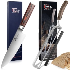 SYOKAMI Bread Knife for Homemade Bread+8 Inch Japanese Chef Knife