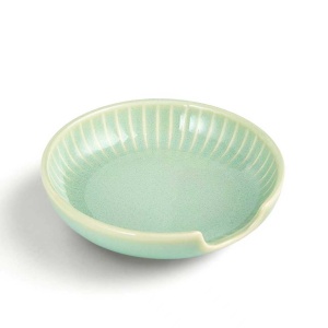 Ceramic Spoon Rest for Stove Top, 5" Spoon Holder for Kitchen Counter, Lead-Free Utensil Rest for Cooking Spoons, Ladles & Spatulas, Dishwasher Safe Farmhouse Kitchen Decor - Vintage Green