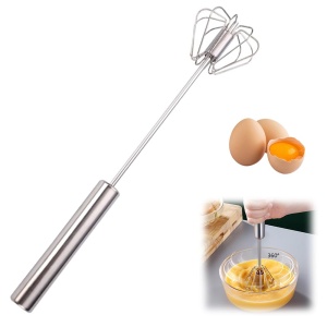 Stainless Steel Semi-Automatic Whisk, 2025 New Egg Whisk Hand Push Rotary Blender, Manual Mixer Stirrer Kitchen Tool for Blending, Whisking, Beating, Stirring (10in)