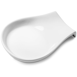 Spoon Rest, 4.5 Inches Spoon Holder for Kitchen Counter Porcelain, White Spoon Rest for Stove Top, Kitchen Utensils Accessories, Set of 1, White