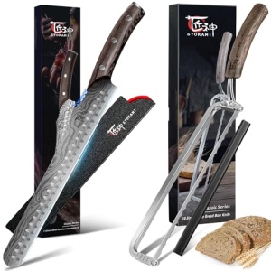 SYOKAMI Bread Knife for Homemade Bread+Multifunction Carving Knife 12 Inch