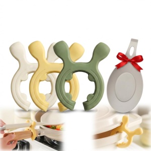4Pcs Multifunction Silicone Pot Handle Spatula Rack Set, 2026 Non-Slip Spoon Holder Stove Organizer Kitchen Gadgets, Steam Releaser,Utensil Anti Scalding Pot Clip for Cooking Accessories (1, 3 Color)