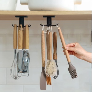 2pcs Under Cabinet Kitchen Utensil Hooks