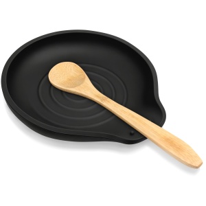 VanlonPro Silicone Spoon Rest for Stove Top - BPA-Free, Heat-Resistant Spoon Holder - Spoon Rest for Kitchen Counter - Large Cooking Utensil Rest for Spoons, Spatulas, Ladles or Tongs - Black