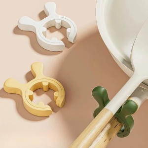 3 Pack Silicone Pot Clip Utensil Rest, Deer Antler Spoon Holder for Pot Handles, Boil Over Guard & Lid Lifter, Heat Resistant Spoon Rest for Kitchen, Fits Handles 0.5" or Thicker (W+Y+G)
