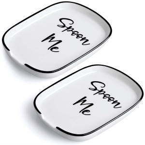 Ceramic Spoon Rest for Stove Top, Large Spoon Holder for Kitchen Counter, Coffee Spoon Rest, Heat-Resistant Cooking Utensil Rest, Modern Kitchen Decor, Set of 2