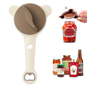 Adjustable Stainless Steel 4-in-1 Jar Opener, Multi-Functional Retractable Bottle Opener with Ergonomic Non-Slip Handle Grip, Easy Twist Kitchen Tool