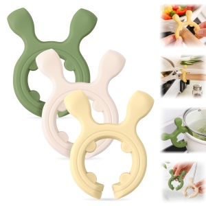 2026 New Multifunction Silicone Pot Handle Spatula Rack, 3 Pack Spatula Holder Mini Kitchen Gadgets, Non-Slip Anti Scalding Pot Clip, Drip-Free Design for Pot Pans (White + Green + Yellow)