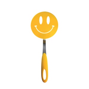 Tovolo Smiley Face Spatula Fun Kitchen Gadget for Flipping Pancakes Eggs Omelets & French Toast, Dishwasher Safe BPA Free Novelty Nylon Spatula Kitchen Utensils with Steel Handle, Funny Cooking Gifts
