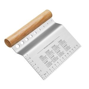 ALLTOP Dough Bench Scraper/Cutter/Chopper Stainless Steel Blade with Herb Stripper,Multipurpose Kitchen Pastry Tool with Scale Ruler - Leaf Remover - 1 Pack