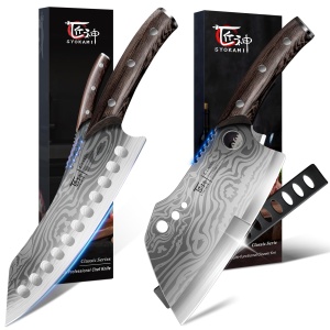 SYOKAMI Kiritsuke Chef Knife 8.2 Inch+Meat Cleaver Chef Knife 7.7 Inch