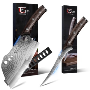 SYOKAMI Fillet Knife 7.2 Inch+Meat Cleaver Chef Knife 7.7 Inch