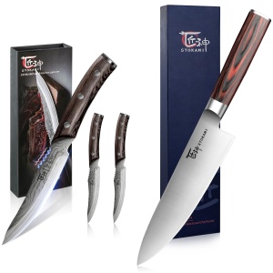 SYOKAMI Steak Knives Set of 2+8 Inch Japanese Chef Knife