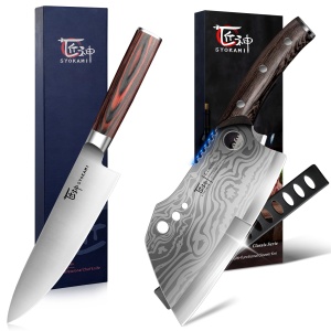 SYOKAMI Meat Cleaver Chef Knife 7.7 Inch+8 Inch Japanese Chef Knife