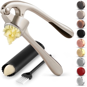 Zulay Kitchen Premium Garlic Press Set - Rust Proof Professional Garlic Mincer Tool