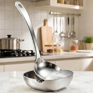 PureBox Upright Spoon Rest & Ladle Holder, Premium 304 Stainless Steel One-Piece Spatula Stand for Stove Top, Heavy Duty Cooking Utensil Holder with Drip Catcher for Kitchen Counter, Dishwasher Safe