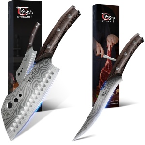 SYOKAMI Cleaver Chef Knife 7 Inch+Boning Knife 6.7 Inch