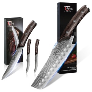 SYOKAMI Steak Knives Set of 2+Nakiri Chef Knife 7.2 Inch