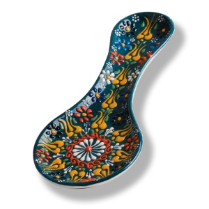 Handmade Spoon Rest, Ceramic Spoon Rest for Stove Top, 10" Spoon Rest for Kitchen Counter, Dishwasher Safe Spoon Holder for Stove, Housewarming Gifts Utensil Rest, Colorful Spoon Rests (Emerald Green)