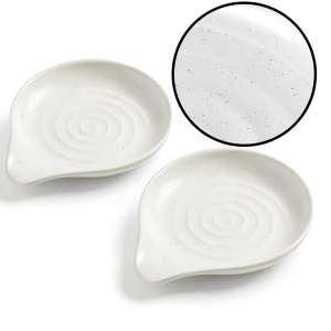 Yachi Spoon Rest, Set of 2, Large Ceramic Spoon Holder for Stove Top, Heat-Resistant Cooking Spoon Holder for Kitchen Counter Decor, 5.1 Inches (White) (2, White)