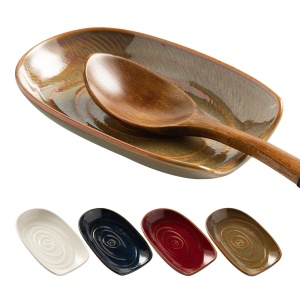 Ceremic Spoon Rest for Stove Top, Spoon Holder for Kitchen Counter, Coffee Spoon Rest, Cooking Utensil Rest for Ladles, Kitchen Decor, Housewarming Gifts, 1 pack (brown)